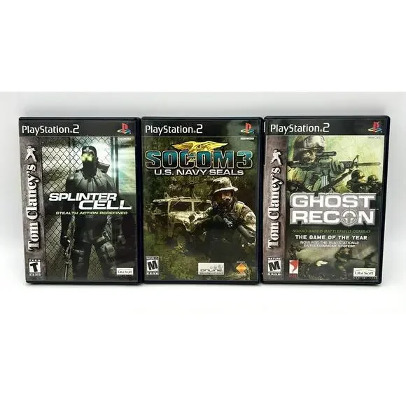 3 PS2 Playstation 2 Games First Person Shooter Splinter Cell Socom 3 Ghost Recon - Picture 2 of 8